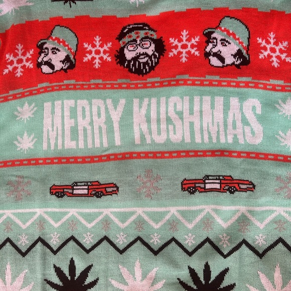 Cheech & Chong Merry KUSHMAS Sweater. Ugly Christmas - Picture 2 of 2